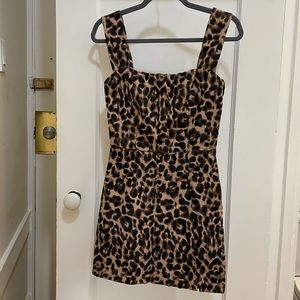 Reformation Denim Leopard Mini Dress